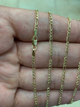14K Yellow Gold Figaro Chain 2.00MM, 16'' 18'' 20'' 22'' 24'' 26''30" Inch, Gold Chain, Necklace, Figaro Link Chain, Yellow Gold, Women